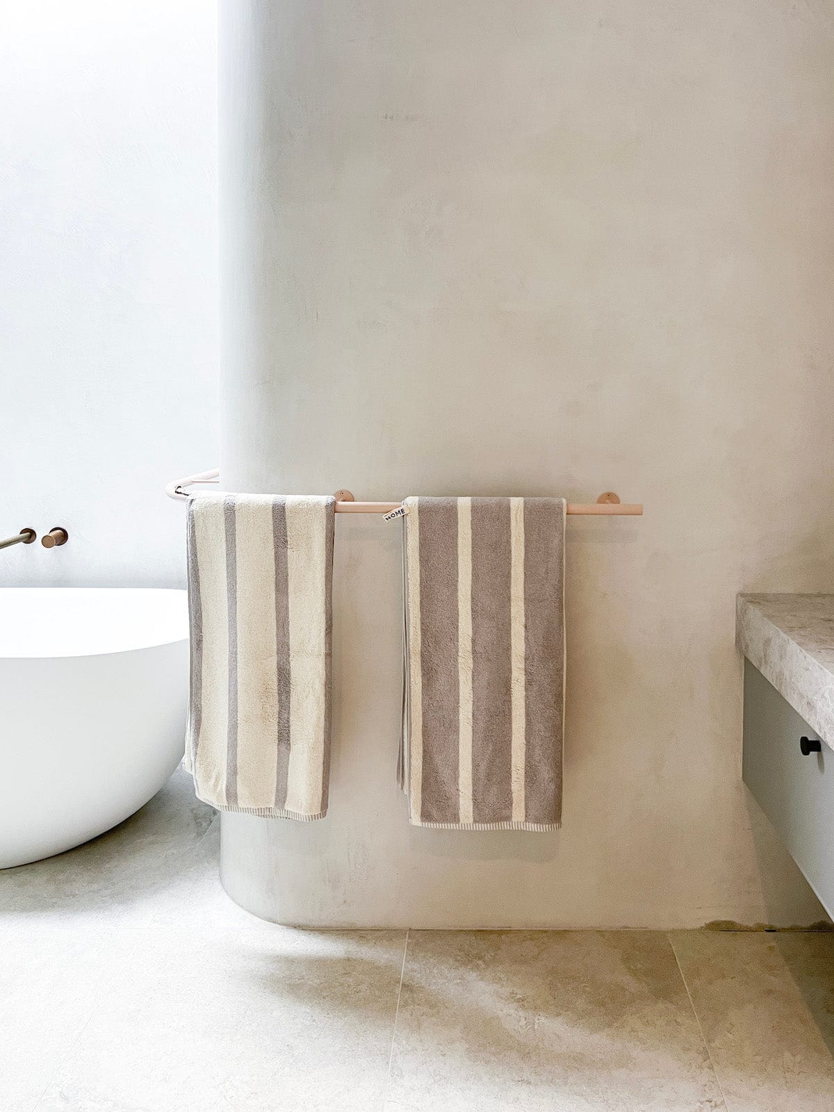 Loop Home Accessories Loop Home Bath Towel - Butter/Stone Bold Stripe