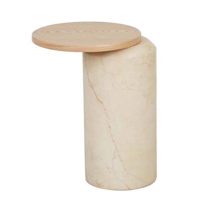 Globe West Side Tables Pablo Marble Side Table - Natural Ash - Natural Brown Vein Marble
