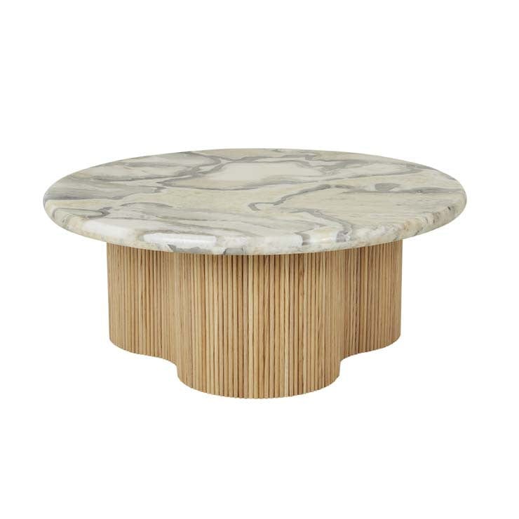 Globe West Coffee Tables Globe West Artie Wave Ripple Coffee Table, Picasso Marble/Natural Ash (7886505345273)