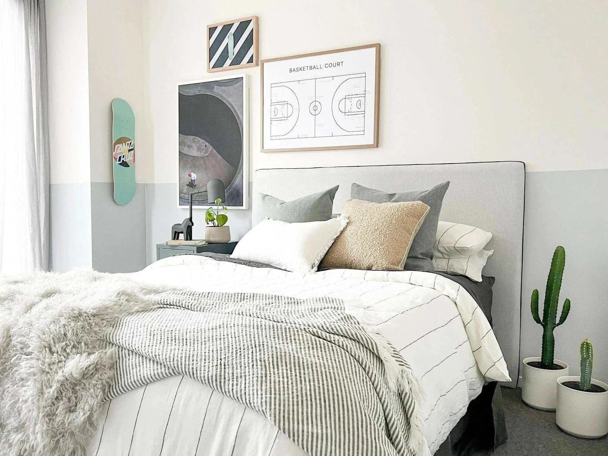 norsuSTUDIO Beds norsu Classic Bedhead - Pale Grey Lindeman Snow (Various Piping Colours)