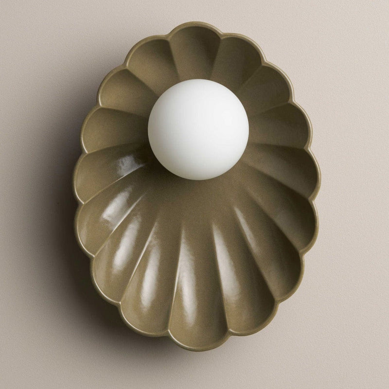 Robert Gordon Interiors Wall Sconce Robert Gordon Oyster Sconce Light, Olive