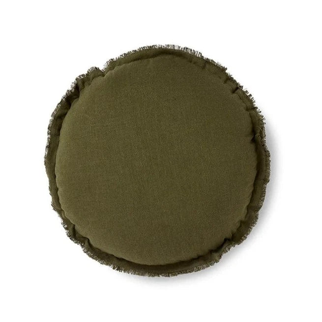 norsu interiors Cushions Lewis Round Cushion, Olive