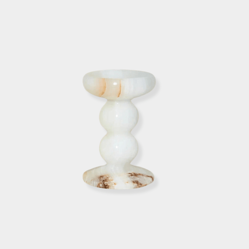 Black Blaze Candle Holders Black Blaze Orb Candle Holder, White Onyx, Medium