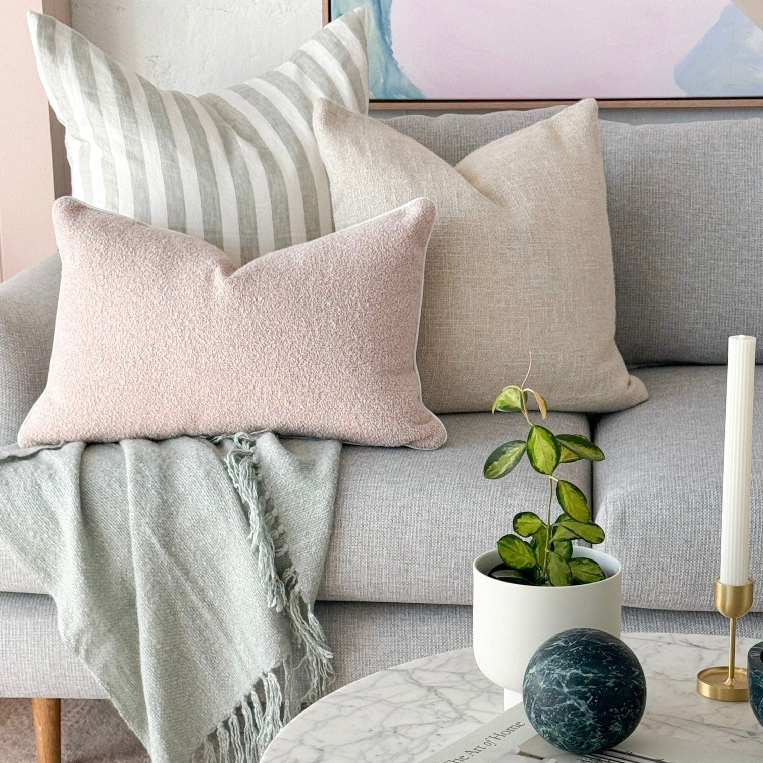 Blush pink fashion cushions