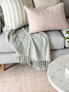 norsuHOME Cushions norsuHOME Cushion - Blush Boucle with White Leather piping, Various Sizes