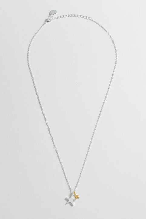 Estella Bartlett Necklace Estella Bartlett Two Tone Double Star Necklace - Silver Plated