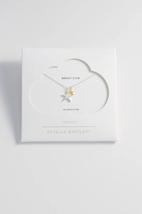 Estella Bartlett Necklace Estella Bartlett Two Tone Double Star Necklace - Silver Plated