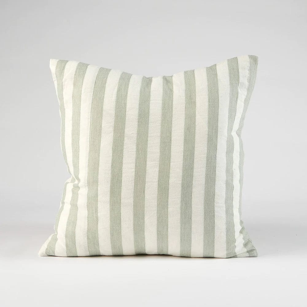 Eadie Lifestyle Cushions Eadie Lifestyle Santi Linen Cushion - Various Sizes, White/Pistachio Stripe (7952831971577)
