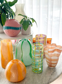 Ben David Vase Ben David, Vivid Check Medium Vase Peach/Pink