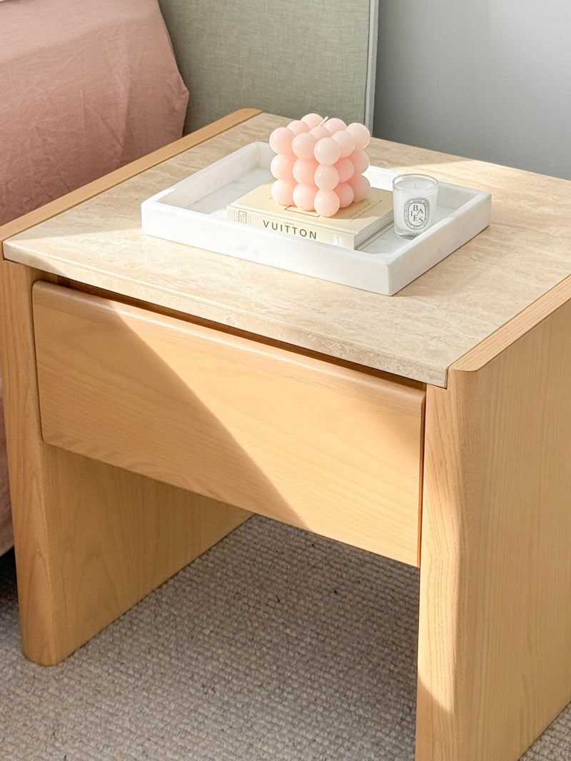 norsuHOME Bedside Tables Annabel Travertine Top Bedside Table
