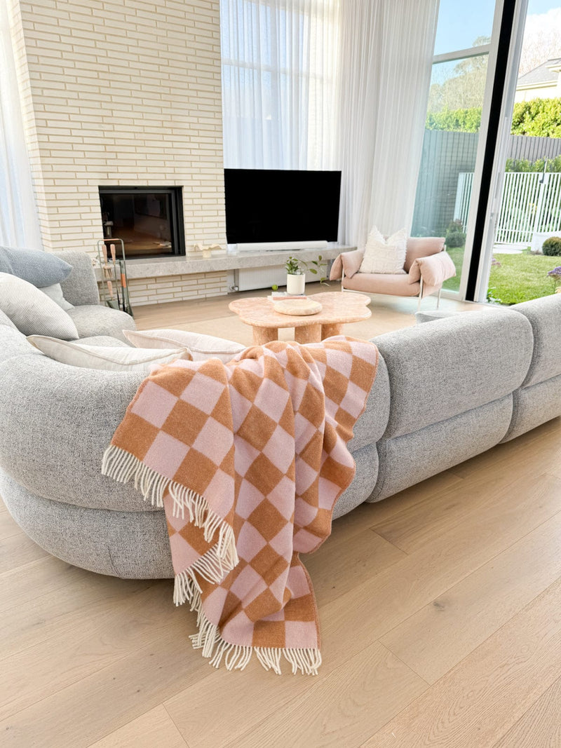 Mason Deux Blankets & Throws Maison Deux Checkerboard Blanket Terra Pink