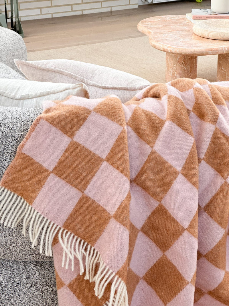 Mason Deux Blankets & Throws Maison Deux Checkerboard Blanket Terra Pink