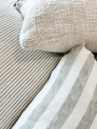 Eadie Lifestyle Cushions Eadie Lifestyle Santi Linen Cushion - Various Sizes, White/Pistachio Stripe