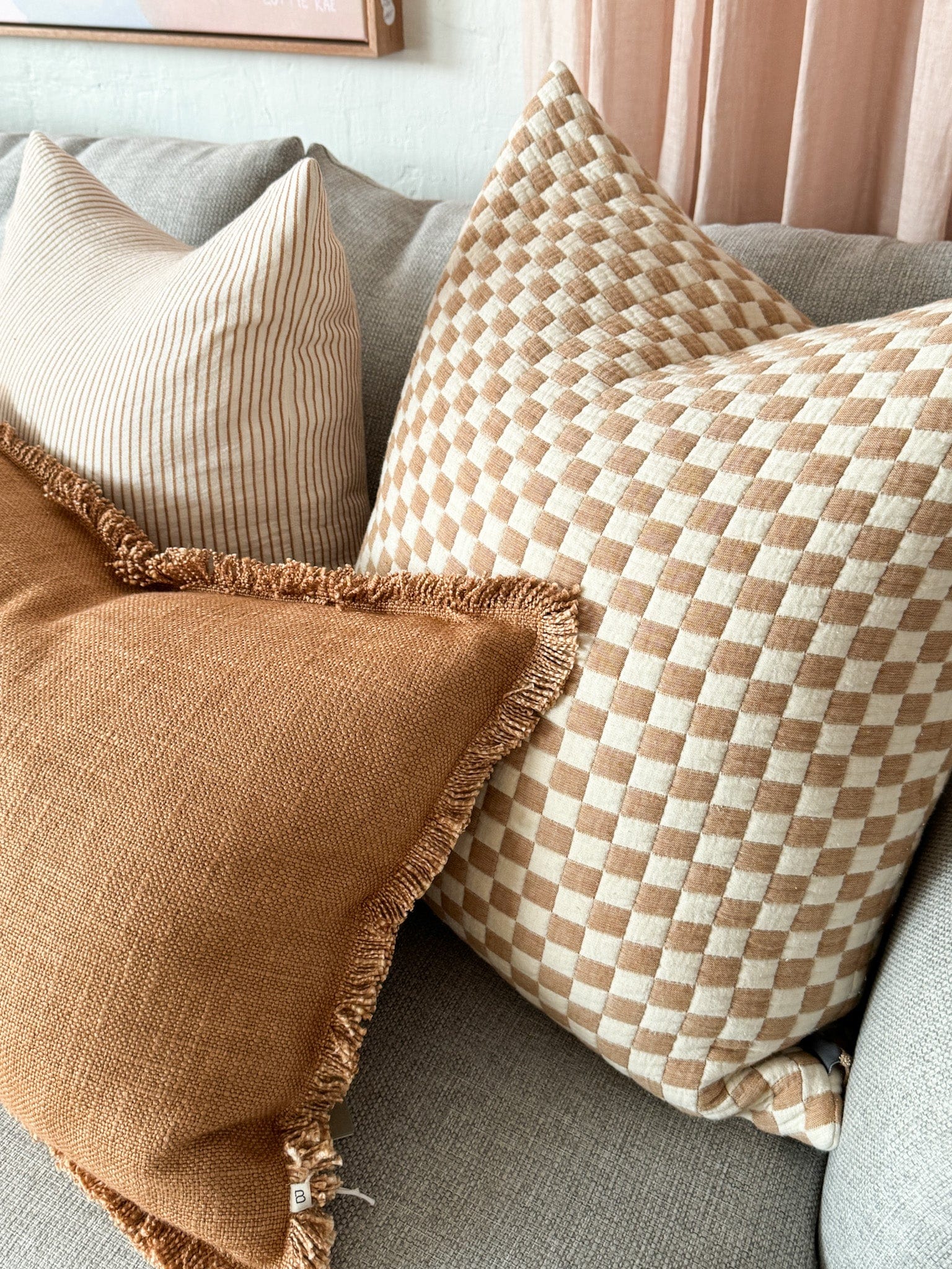 Eadie Lifestyle Cushions Eadie Lifestyle Marina Cushion - Various Sizes, White/Nutmeg Stripe