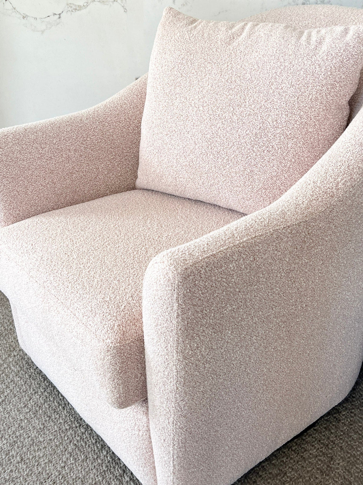 norsuHOME Occasional Chairs norsuHOME Swivel Chair - Blush Boucle