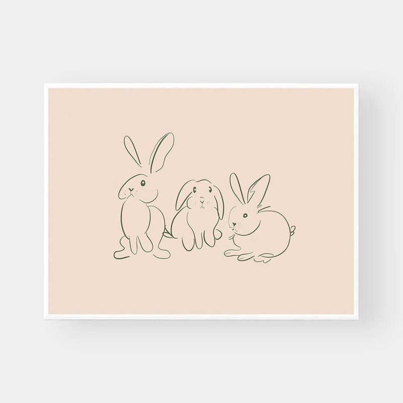 norsu interiors Prints Gigi's Rabbits, Pink / Green