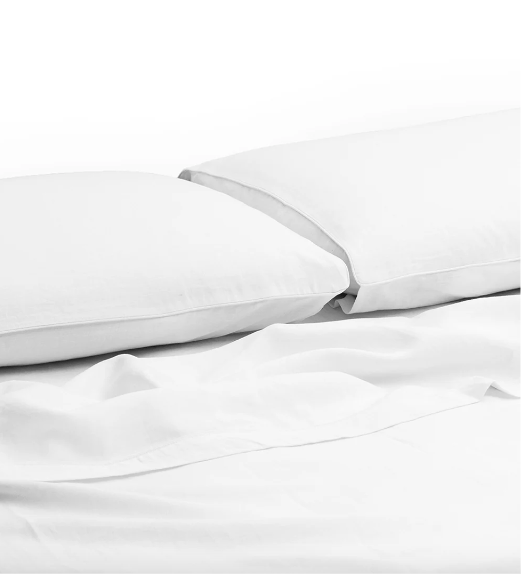 In The Sac Bed Linen In The Sac Linen Piped Sheet Set | White (Various Sizes)
