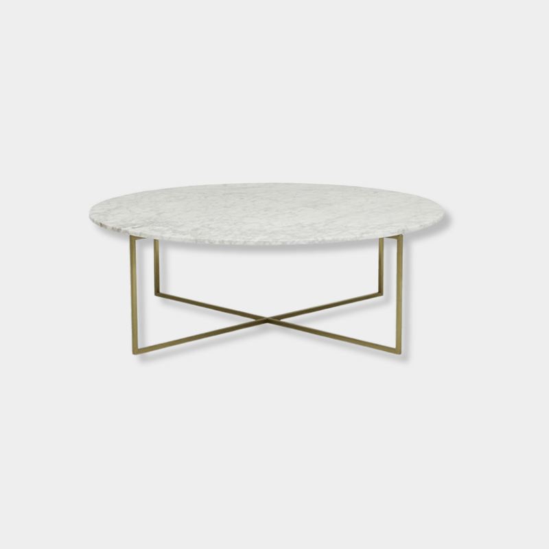 Globe West Coffee Tables Globe West Elle Luxe Marble Round Coffee Tables - White Marble/Brushed Gold