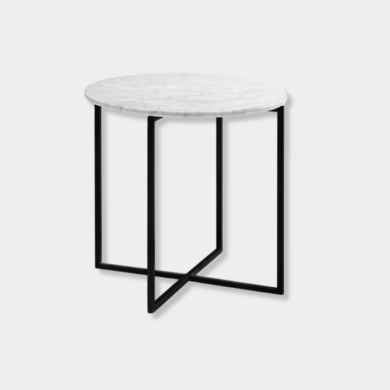 Globe West Side Tables Globe West Elle Luxe Marble Round Side Table, White/Black