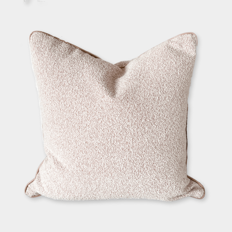 norsuHOME Cushions Fontaine Nude with Blush Leather piping