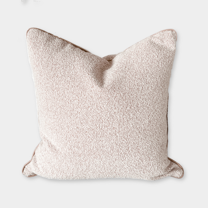 norsuHOME Cushions Fontaine Nude with Blush Leather piping