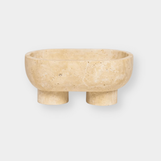 CoTheory Accessories CoTheory The Muse Footed Oval Tray - Beige Travertine (7921177886969)