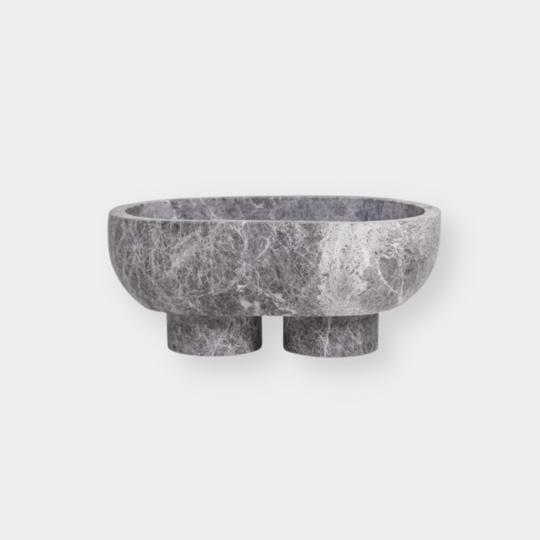 CoTheory Accessories CoTheory The Muse Footed Oval Tray - Tundra Grey Marble (7921180246265)