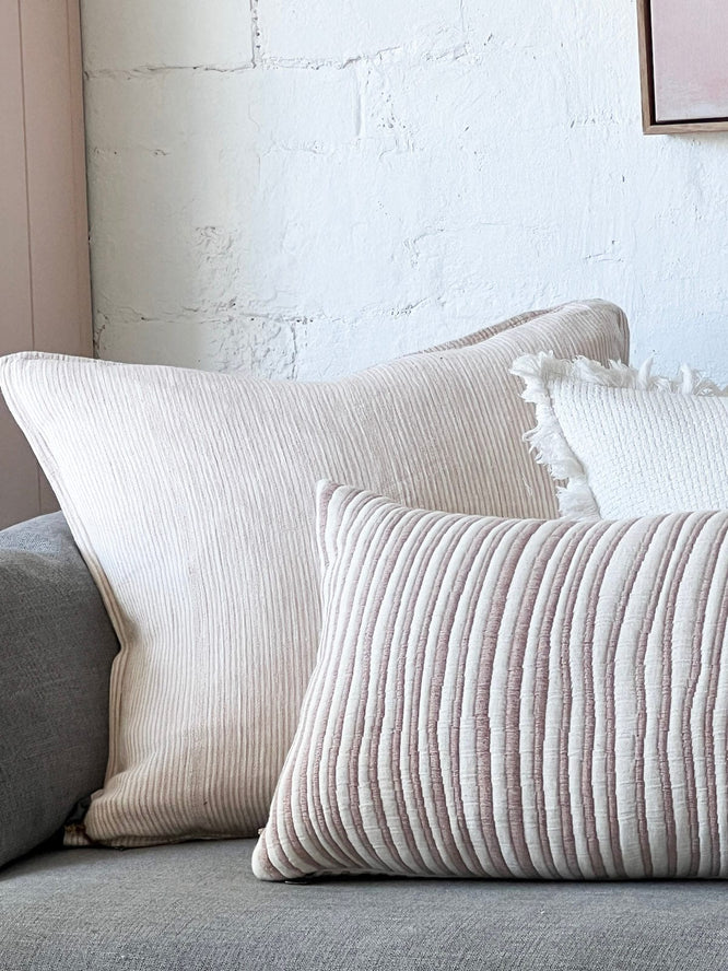 Eadie Lifestyle Cushions Eadie Lifestyle Myra Linen Cushion - Musk/White, Various Sizes (7843780296953)