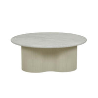 Globe West Coffee Tables Globe West Artie Wave Ripple Coffee Table, White Marble/Putty (7886504001785)