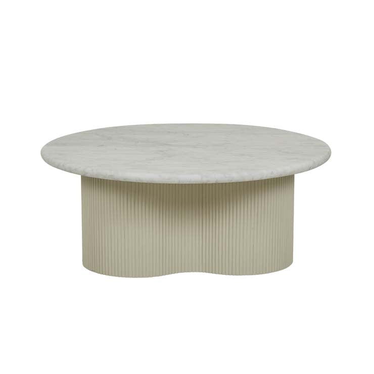Globe West Coffee Tables Globe West Artie Wave Ripple Coffee Table, White Marble/Putty (7886504001785)
