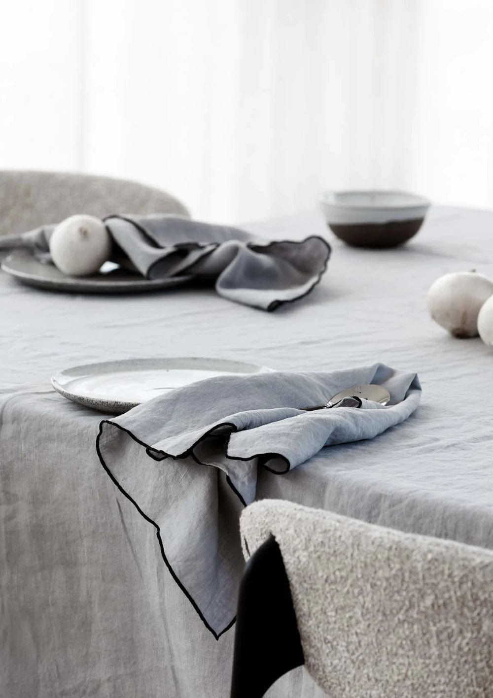 Flou. Design Flou. Design Amara Stitch 100% Linen Napkins - Cool Grey (Set of four) (7683057811705)