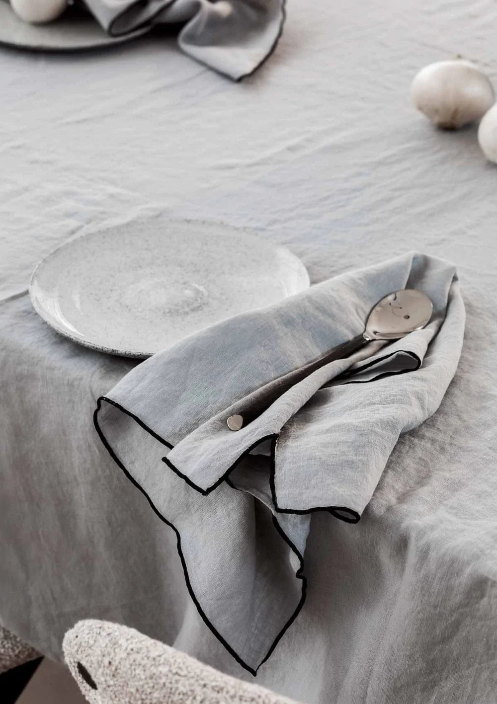 Flou. Design Flou. Design Amara Stitch 100% Linen Napkins - Cool Grey (Set of four) (7683057811705)