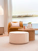 norsu interiors Ottomans norsu Ottoman, Bouclé Ivory with Leather Piping (Various Sizes) (6299338375356)