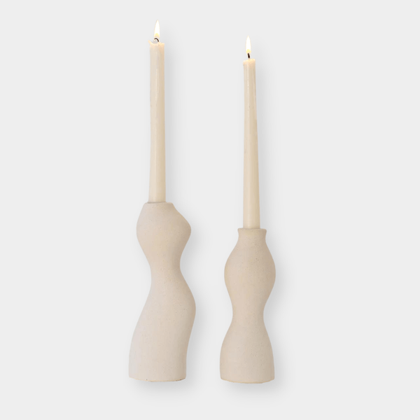 Paola & Joy Candle Holders Paola & Joy Aylar Candle Holder Set - Matte Cream (7748634018041)