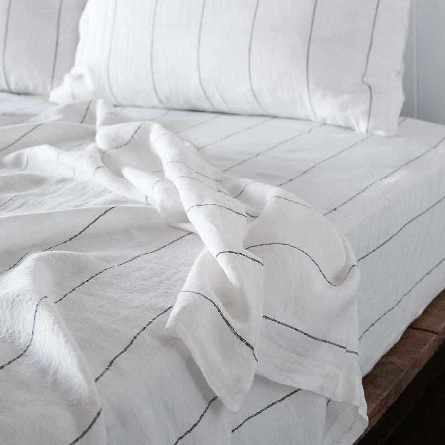 Eadie Bedlinen Bed Linen Eadie Lifestyle French Linen Flat Sheet, Carter - Slate (7055361573052)
