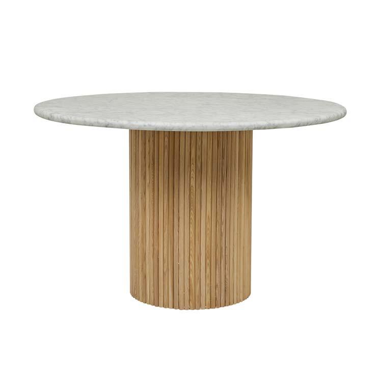 Globe West Dining Tables Globe West Benjamin Ripple Marble Dining Table - Marble/Oak (7586722644217)