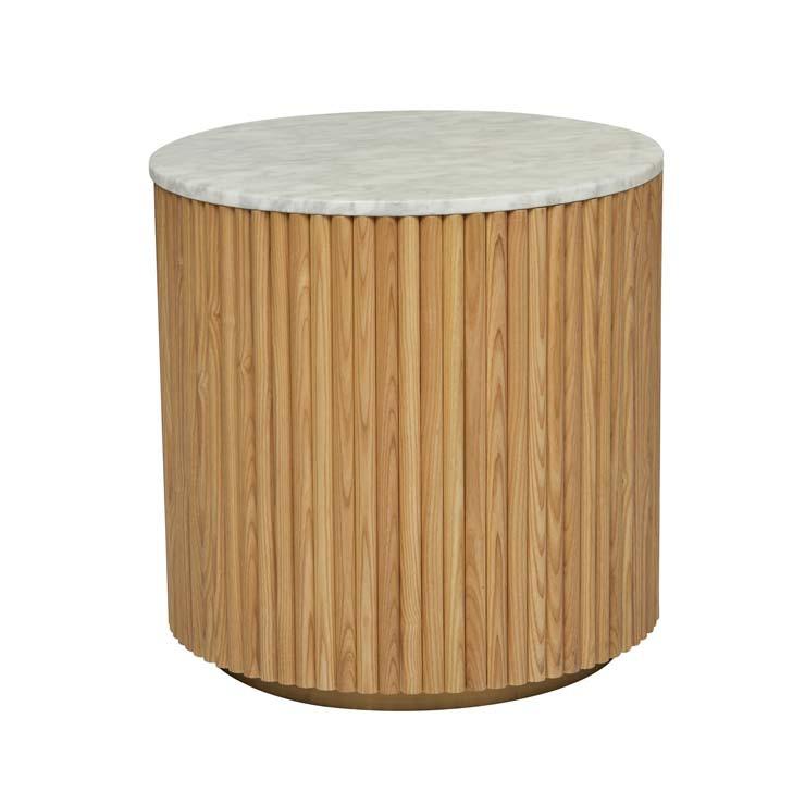 Globe West Side Tables White Marble/Natural Ash Globe West Benjamin Ripple Marble Side Table (3668781072468)