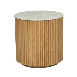 Globe West Side Tables White Marble/Natural Ash Globe West Benjamin Ripple Marble Side Table (3668781072468)