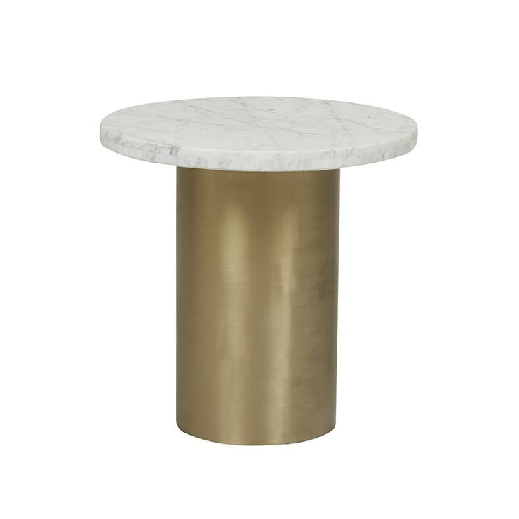 Globe West Side Tables Matt White/Brushed Gold Globe West Elle Pillar Side Table (1496123211860)