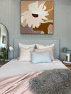 norsu interiors Beds norsu Classic Bedhead - Lindeman Snow with Blush Piping (6615054057660)