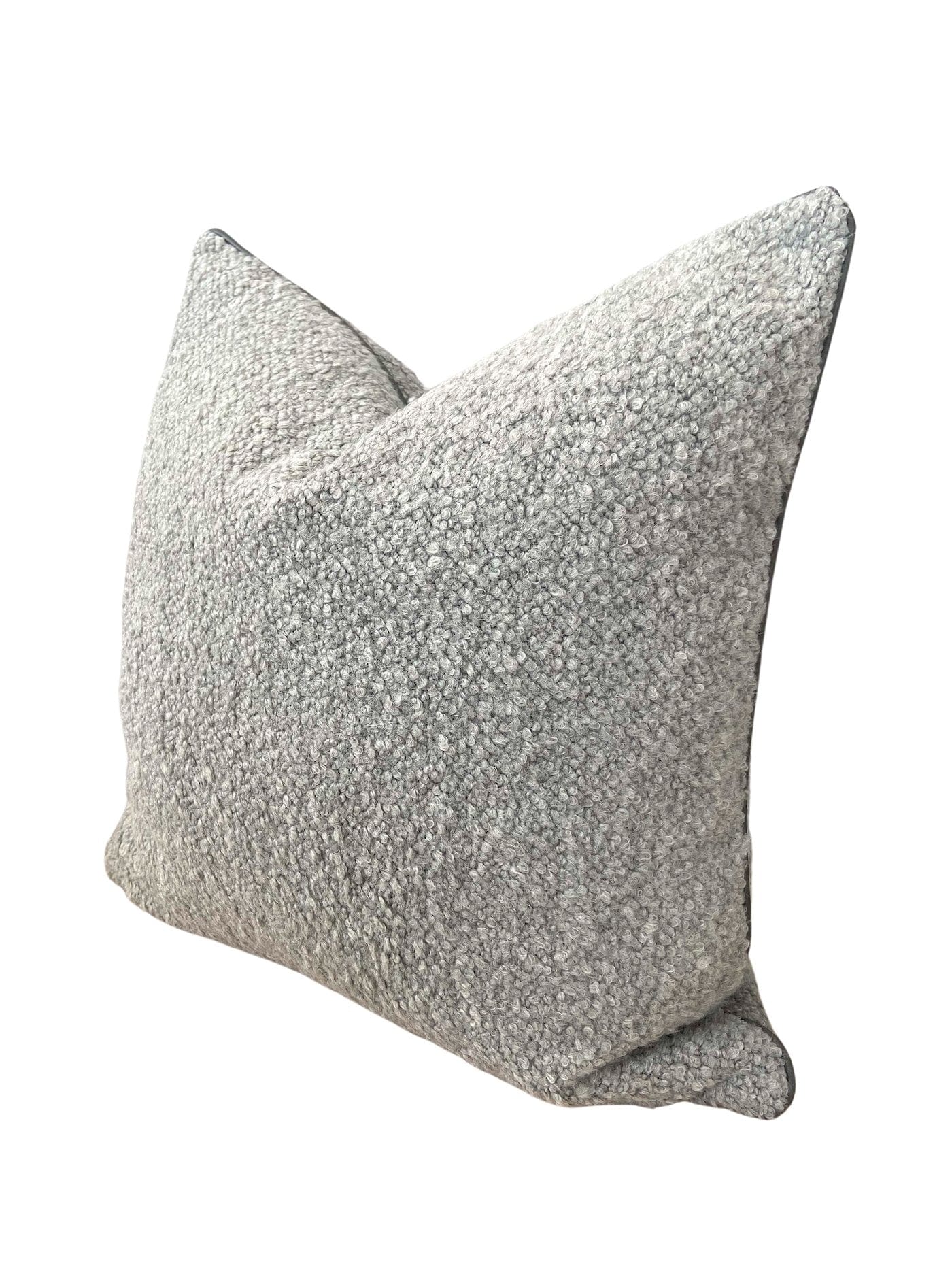 norsuHOME Cushions norsuHOME Cushion, Bouclé Frost with Charcoal Leather Piping (6582422503612)