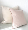 norsuHOME Cushions norsuHOME Bouclé Cushion, Ivory with Blush Leather Piping (6289394794684)
