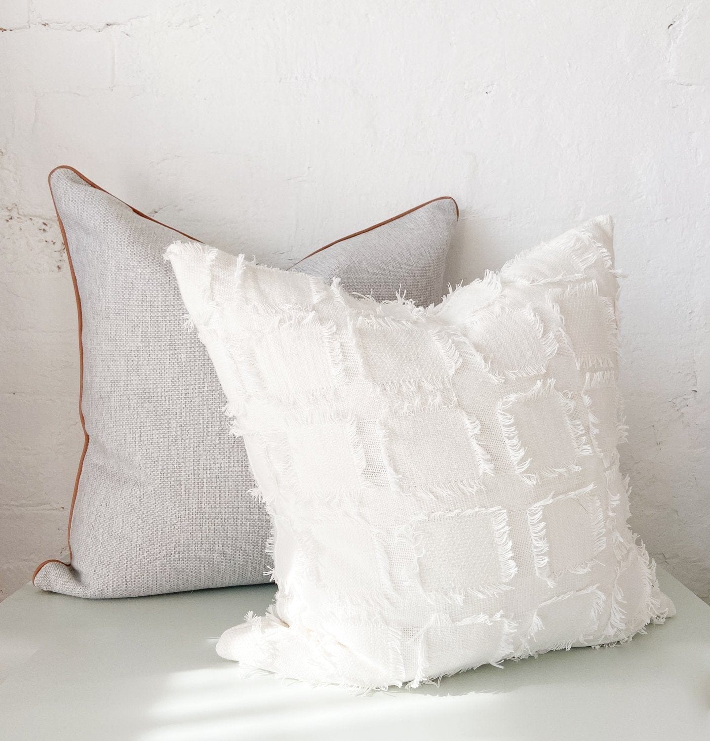 norsuHOME Cushions norsuHOME Cushion, Lindeman Snow with Blush Piping (10469545795)