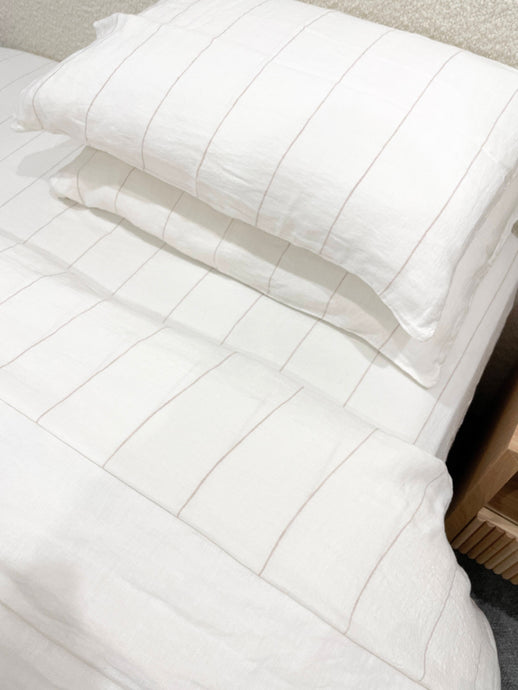 Eadie Bedlinen Bed Linen Eadie Lifestyle French Linen Flat Sheet, Blush Carter (7443274989817)