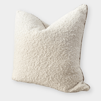 norsuHOME Cushions norsuHOME Bouclé Cushion, Ivory with Blush Leather Piping (6289394794684)